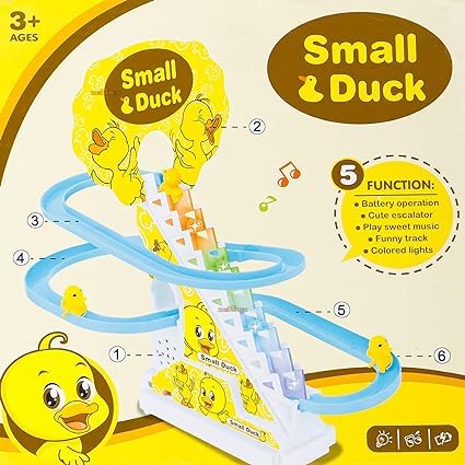 Ducks Stair Climbing Toy For Kids | Escalator Toy With Lights And Music - 3 Duck Included