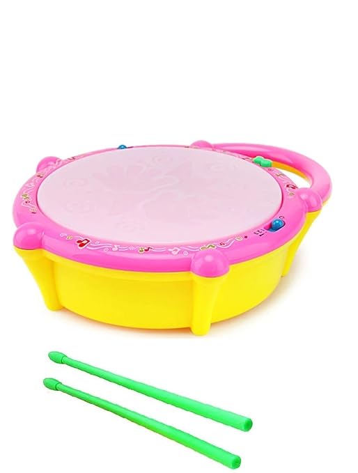 Battery Operated Flash Drum with Multi Color 3D Lights, Music for Baby Kids 1+ Years