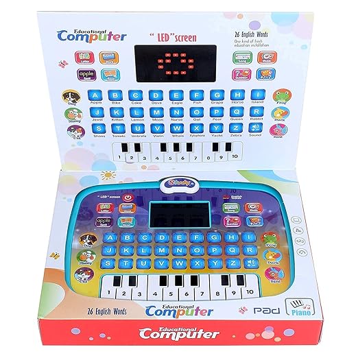 Kids Educational Computer Piano Display Led Screen, with Music and Buttons | Educational Laptop Learner