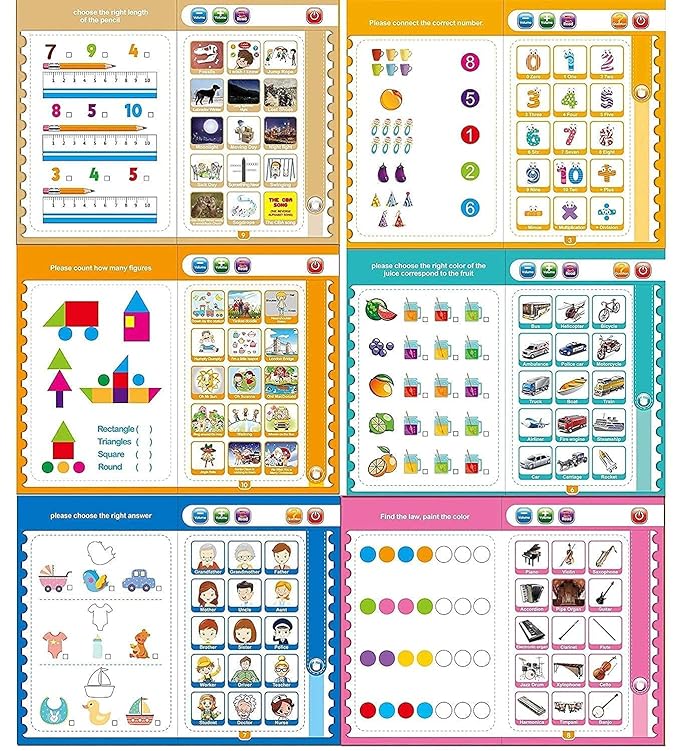 Intelligence E-Book for Kids - Learning Sound Book | English Letters & Words Learning Book, Fun Educational Toys. Activities with Numbers, Shapes, Animals Phonetic Learning Book for Toddlers