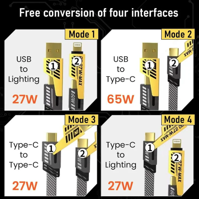 4 IN 1 FAST CHARGING & DATA CABLE